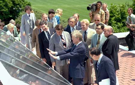 President Carter with White House Solar Panels